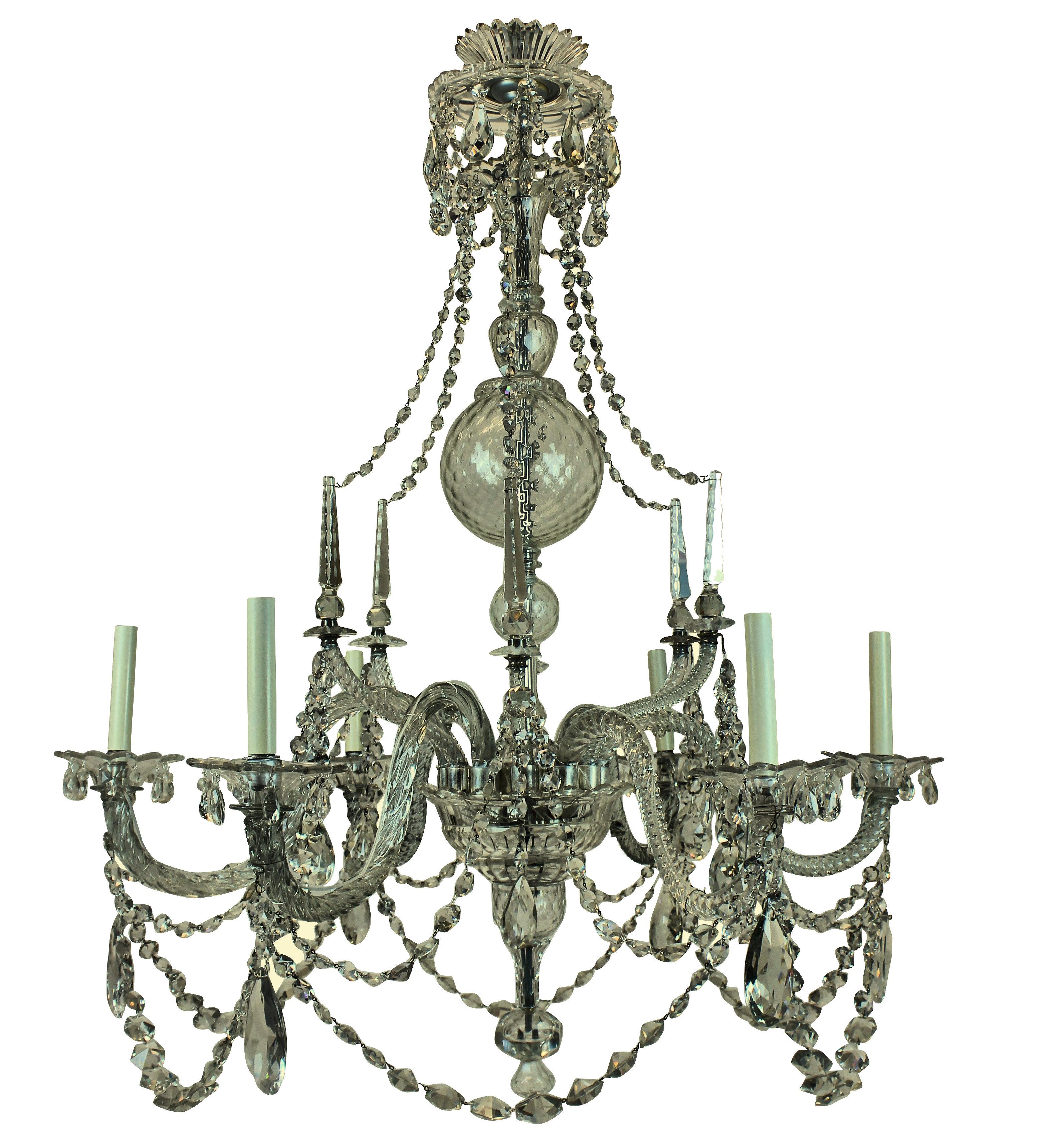 Cut Glass Fine English George III Cut-Glass Chandelier