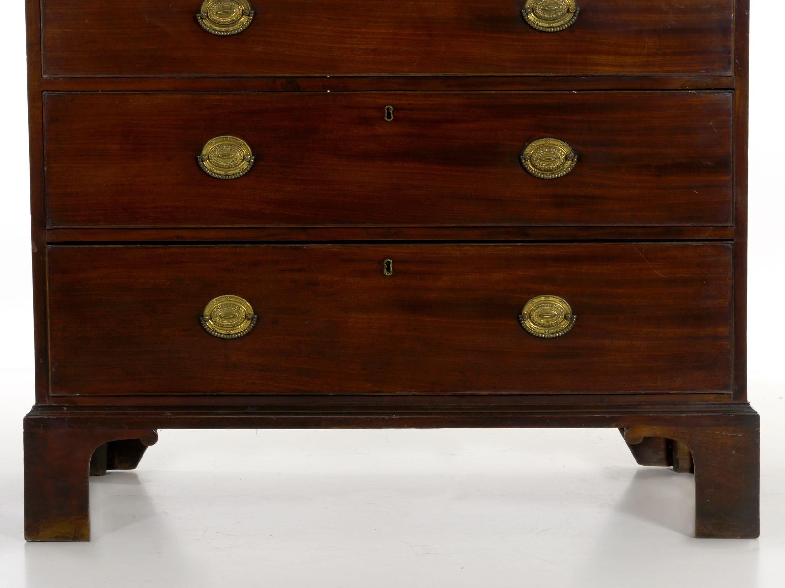 Brass Fine English George III Mahogany Chest on Chest, circa 1800 For Sale