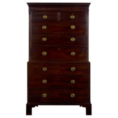 Fine English George III Mahogany Chest on Chest, circa 1800