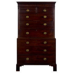 Fine English George III Mahogany Chest on Chest, circa 1800