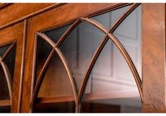 Fine English George III Style Mahogany & Burl Bookcase Cabinet