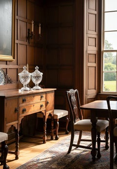 Fine English George III Swirled and Cut Glass Urns with Dome Lids ca. 1780