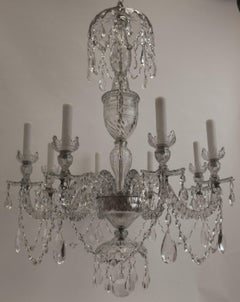 Fine English Georgian Neoclassical Style Cut Lead Crystal Chandelier
