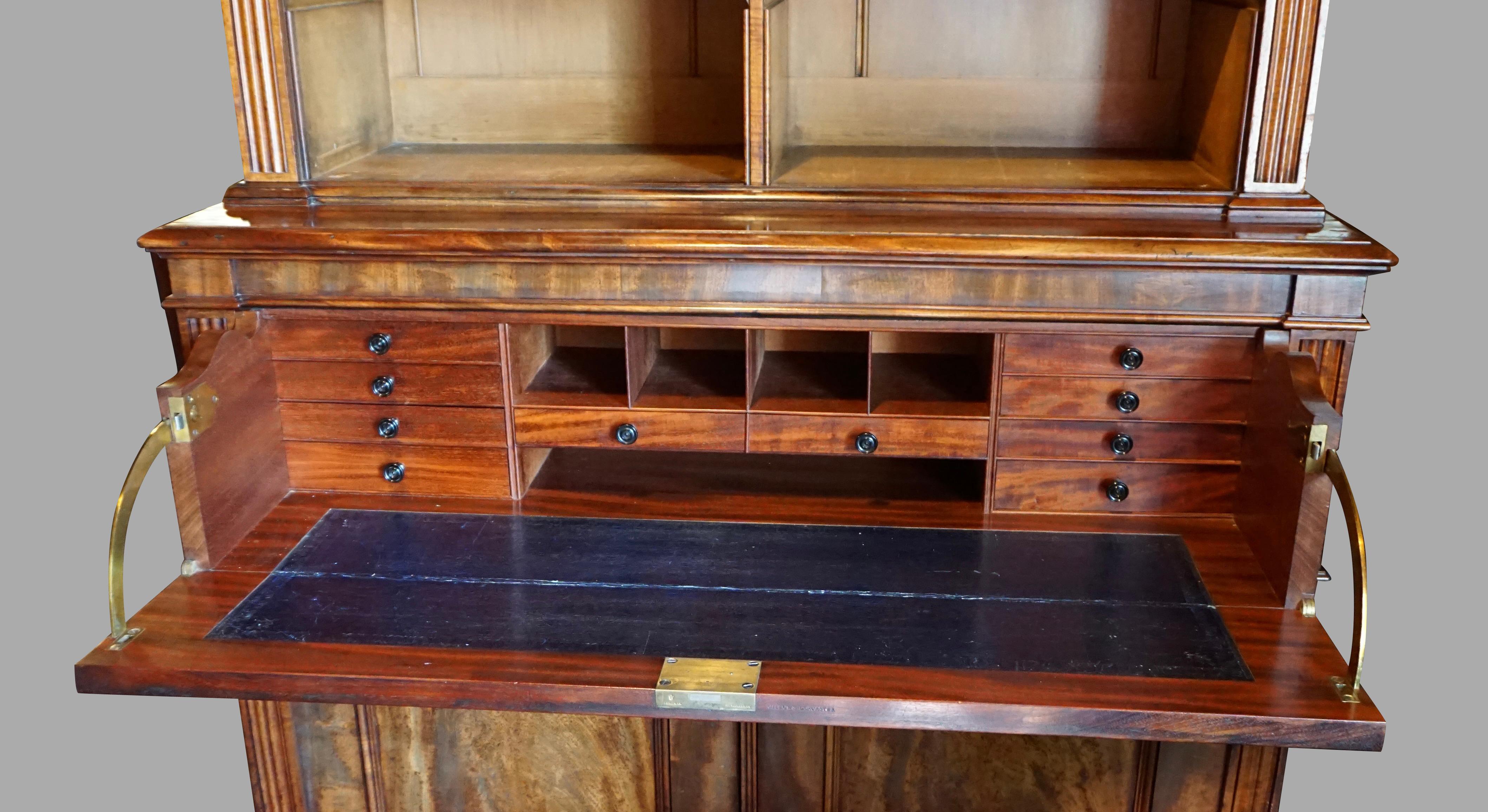 Mid-19th Century Fine English Late Regency Mahogany Secretaire Bookcase by Gillows of Lancaster