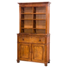 Antique Fine English Late Regency Mahogany Secretaire Bookcase by Gillows of Lancaster