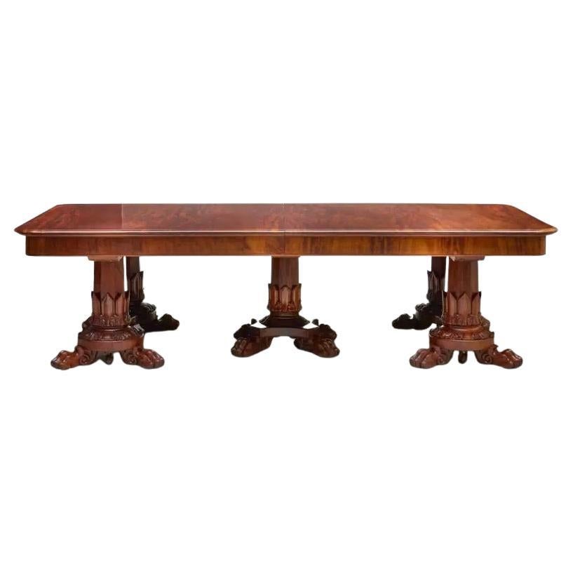 Fine William IV Mahogany Extension Dining Table and an Ensuite Carved Mahogany Hall Bench
The hall bench holding three leaves and three pads.
The hall bench, 5 ft. 5 in. x 7 ft. 3 1/2 in. x 25 1/2 in.
Table 30 x 13 ft. 9 in. x 4 ft. 6 in. (with two