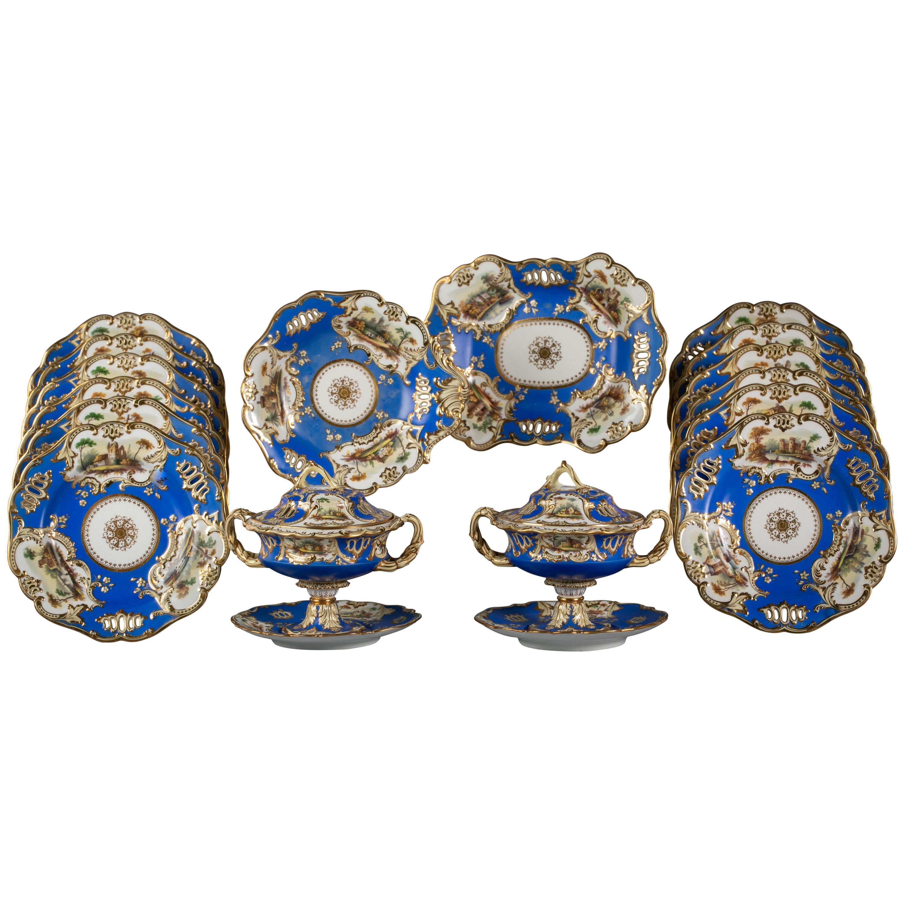 Fine English Porcelain Dessert Service, Minton, circa 1830