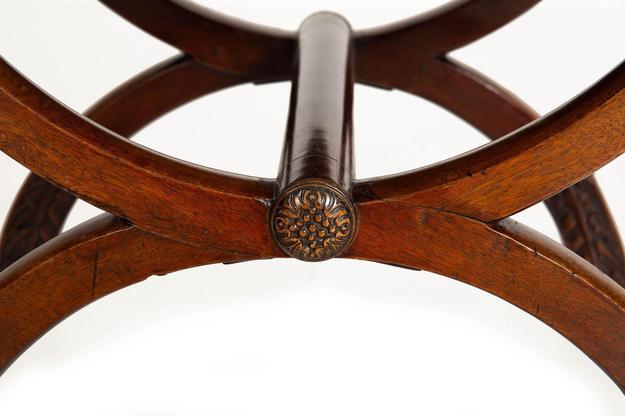 Fine English Regency Antique Mahogany Curule Curved Chair Bench c. 1815 en vente 5