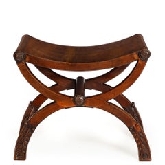 Fine English Regency Antique Mahogany Curule Curved Chair Bench c. 1815