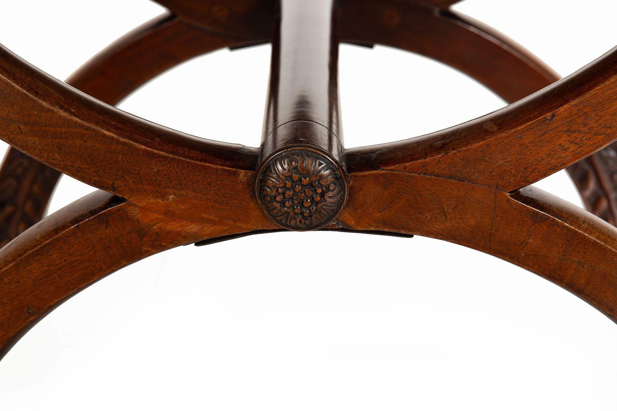 Fine English Regency Antique Mahogany Curule Curved Chair Bench c. 1815 en vente 1