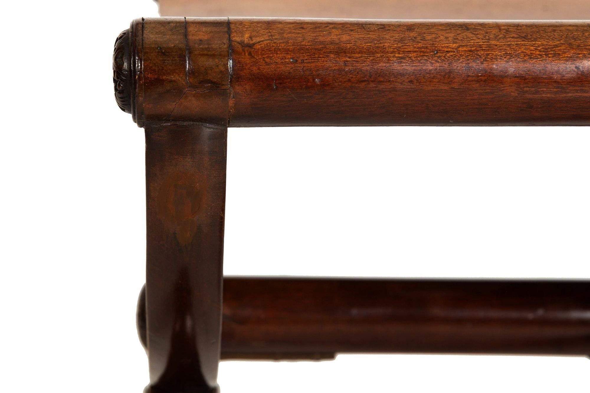 Fine English Regency Antique Mahogany Curule Curved Chair Bench c. 1815 en vente 3