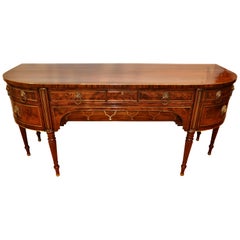 Fine English Regency Brass Banded Mahogany Sideboard with Lion Head Pulls