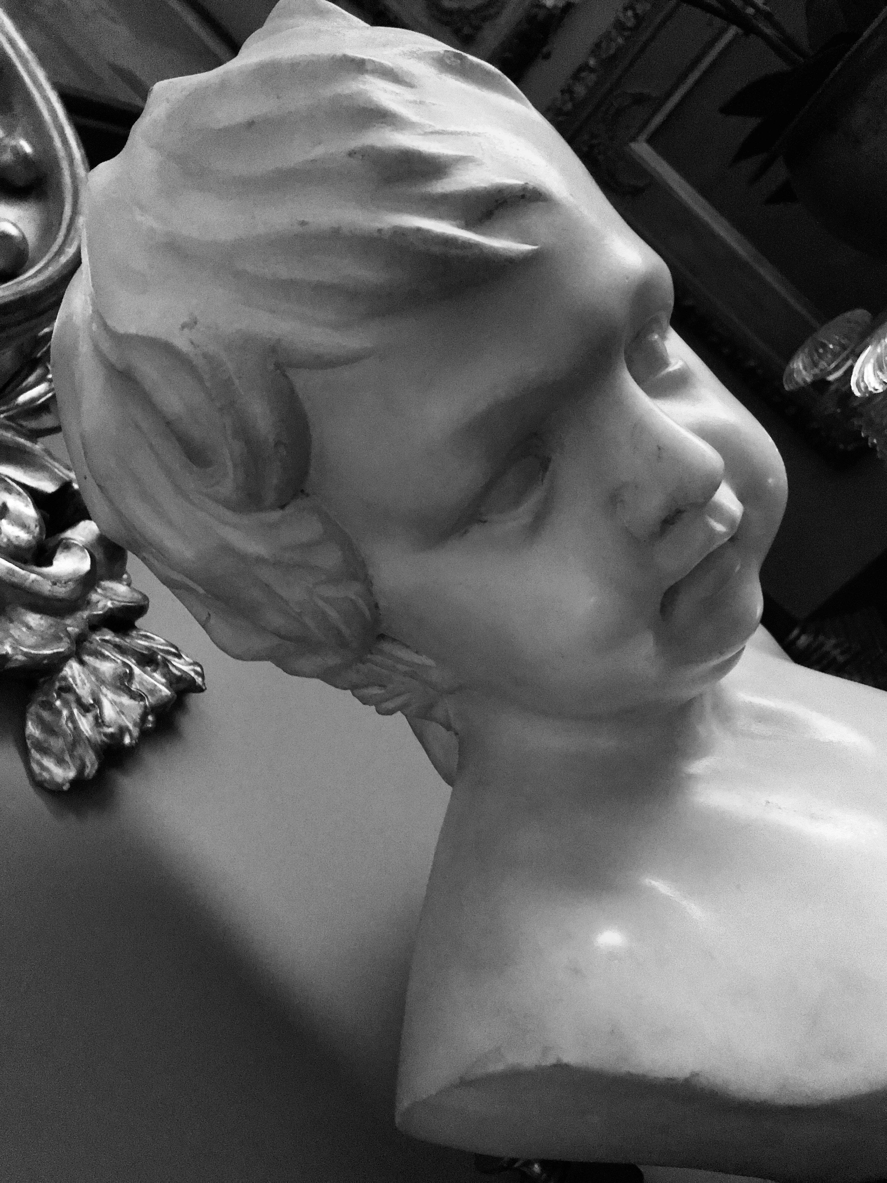 British Fine English Regency Carrara Marble Bust of a Young Boy