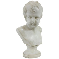 Fine English Regency Carrara Marble Bust of a Young Boy