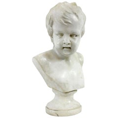 Fine English Regency Carrara Marble Bust of a Young Boy
