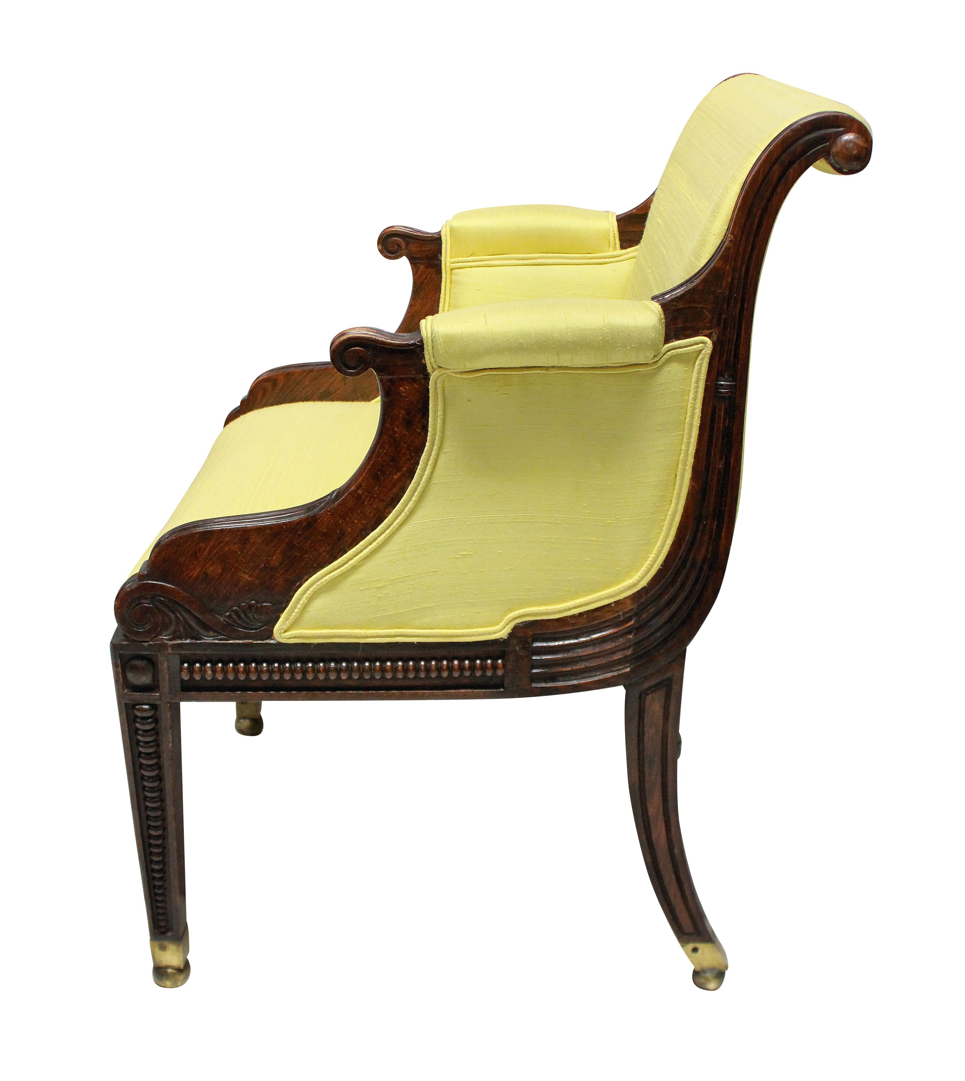 British Fine English Regency Faux Rosewood Library Chair