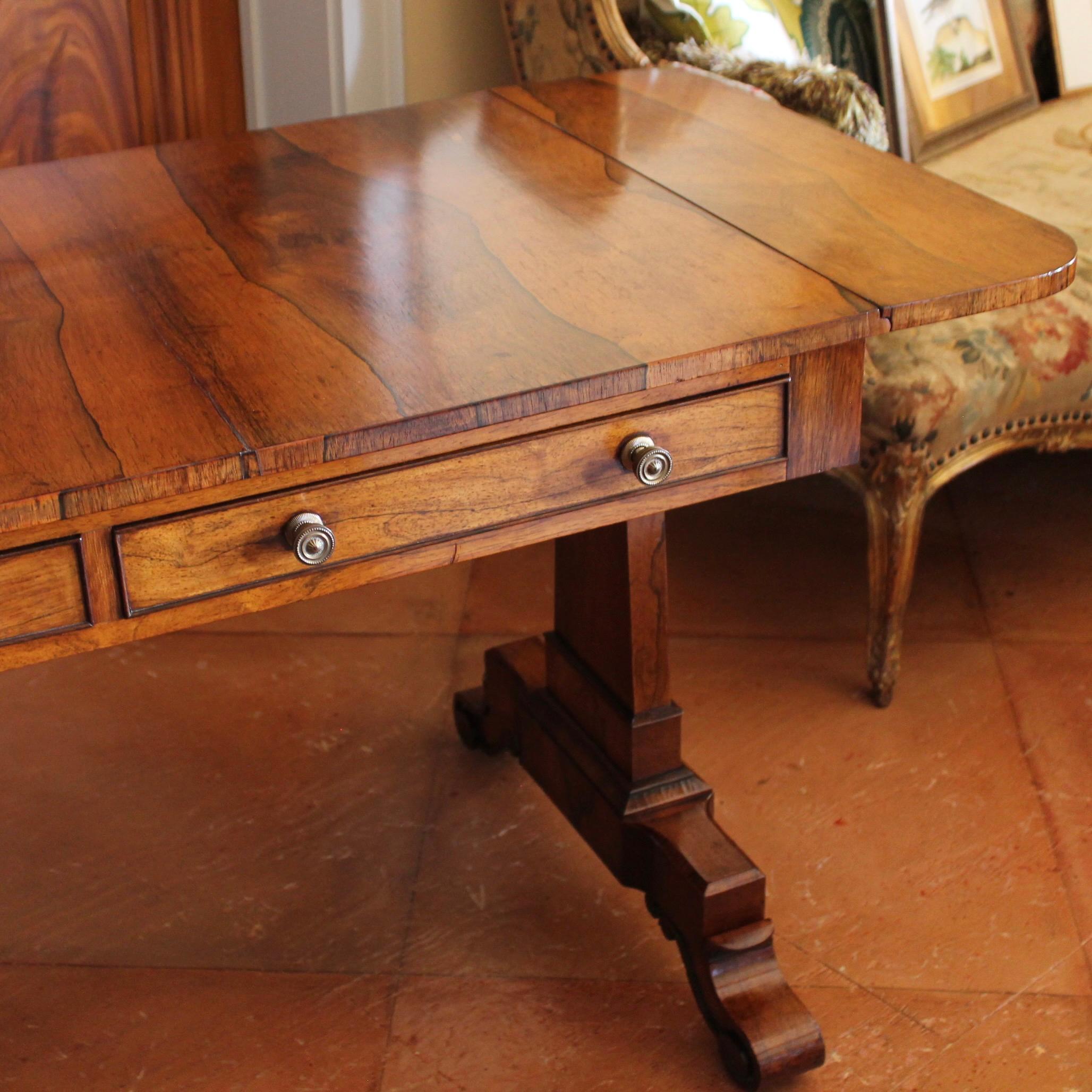 Fine English Regency Figured Rosewood Sofa Table 8