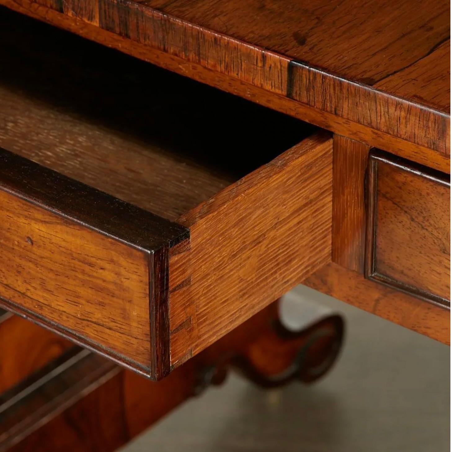Fine English Regency Figured Rosewood Sofa Table For Sale 10