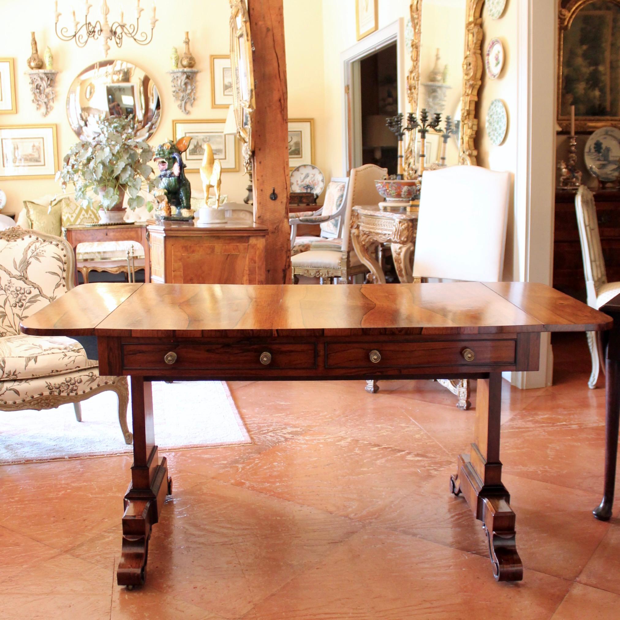 Fine English Regency Figured Rosewood Sofa Table For Sale 11