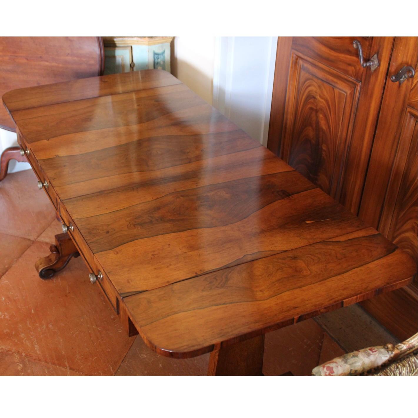 19th Century Fine English Regency Figured Rosewood Sofa Table