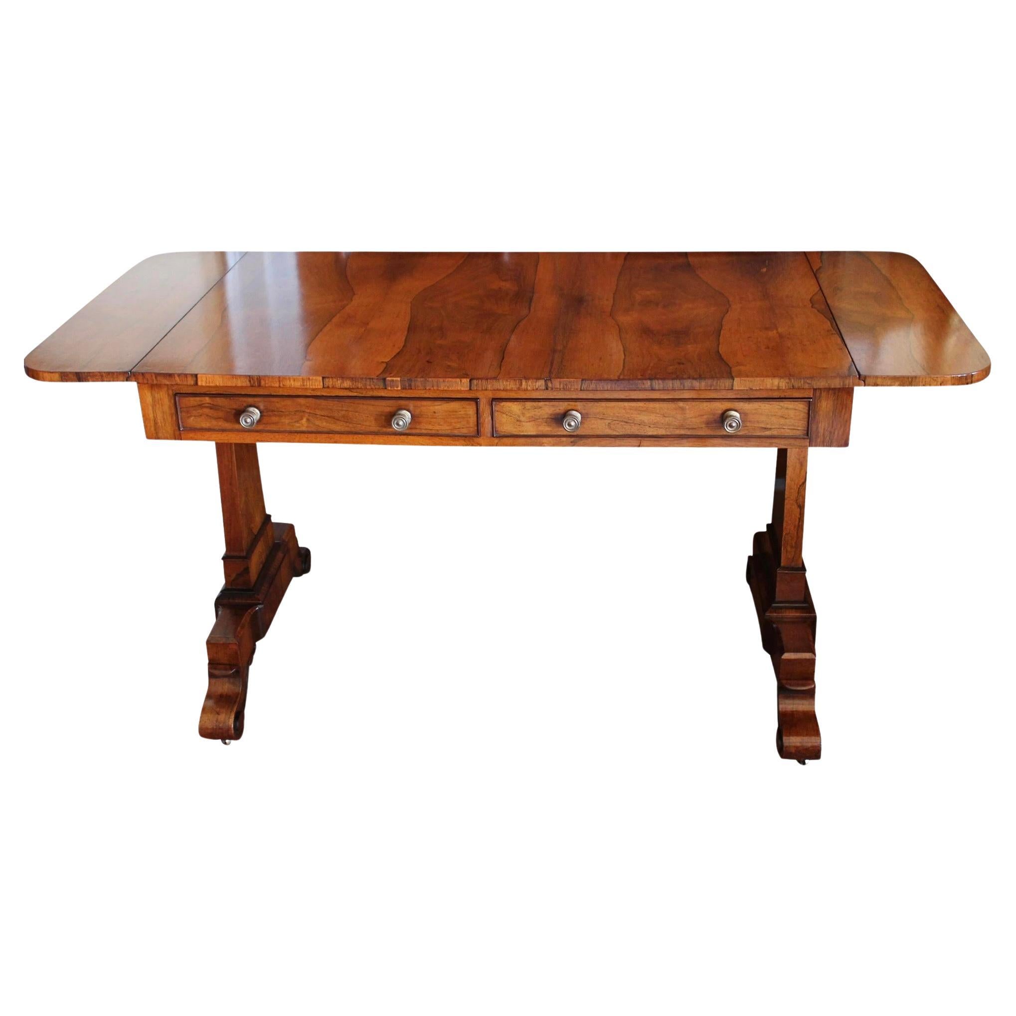 Fine English Regency Figured Rosewood Sofa Table For Sale
