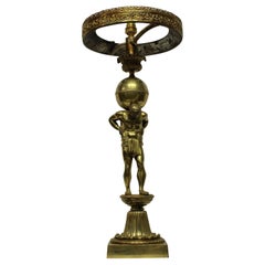 Fine English Regency Gilt Bronze Lamp Depicting Atlas