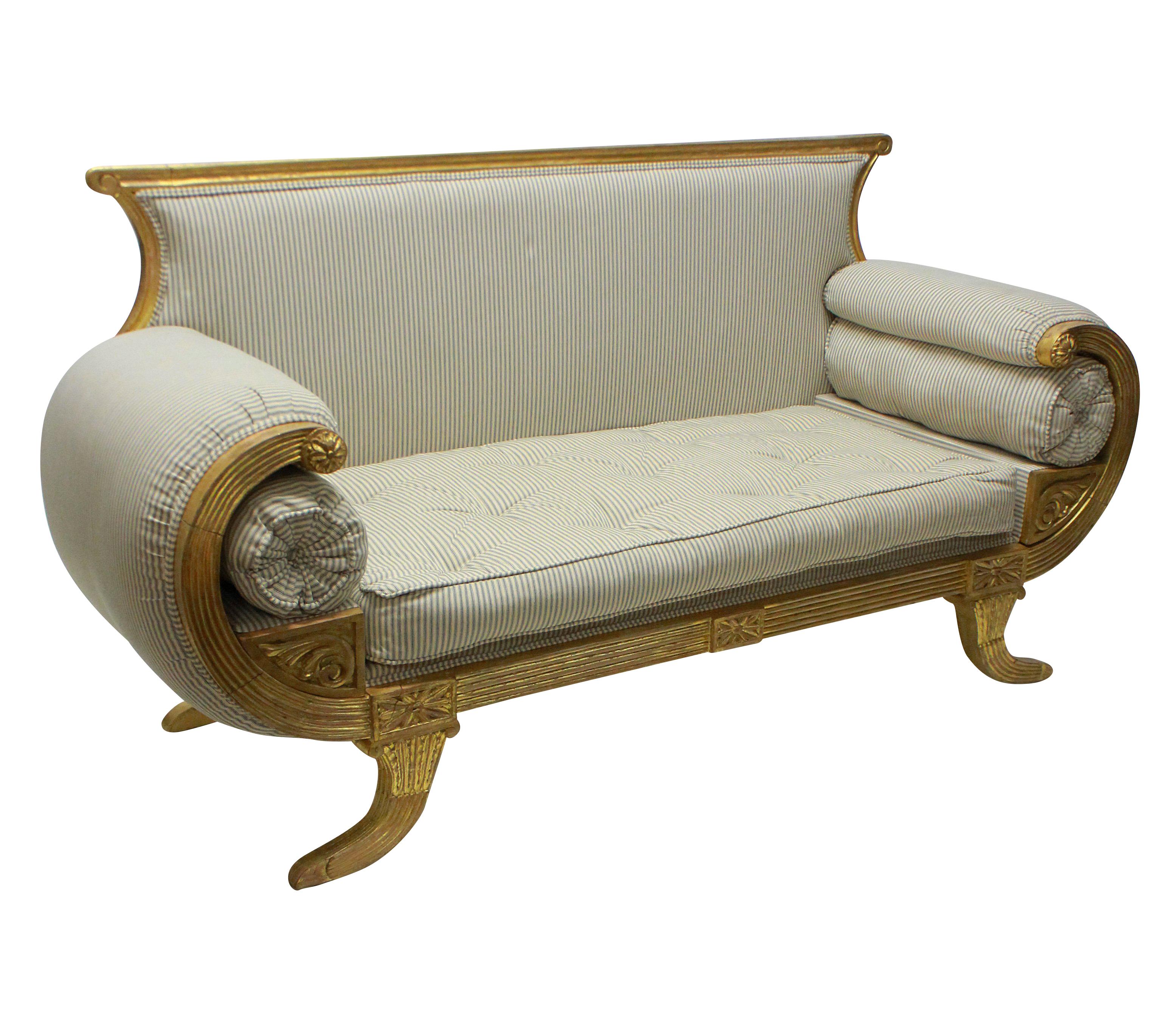 Fine English Regency Revival Giltwood Settee In Good Condition In London, GB