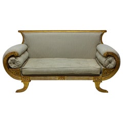 Fine English Regency Revival Giltwood Settee