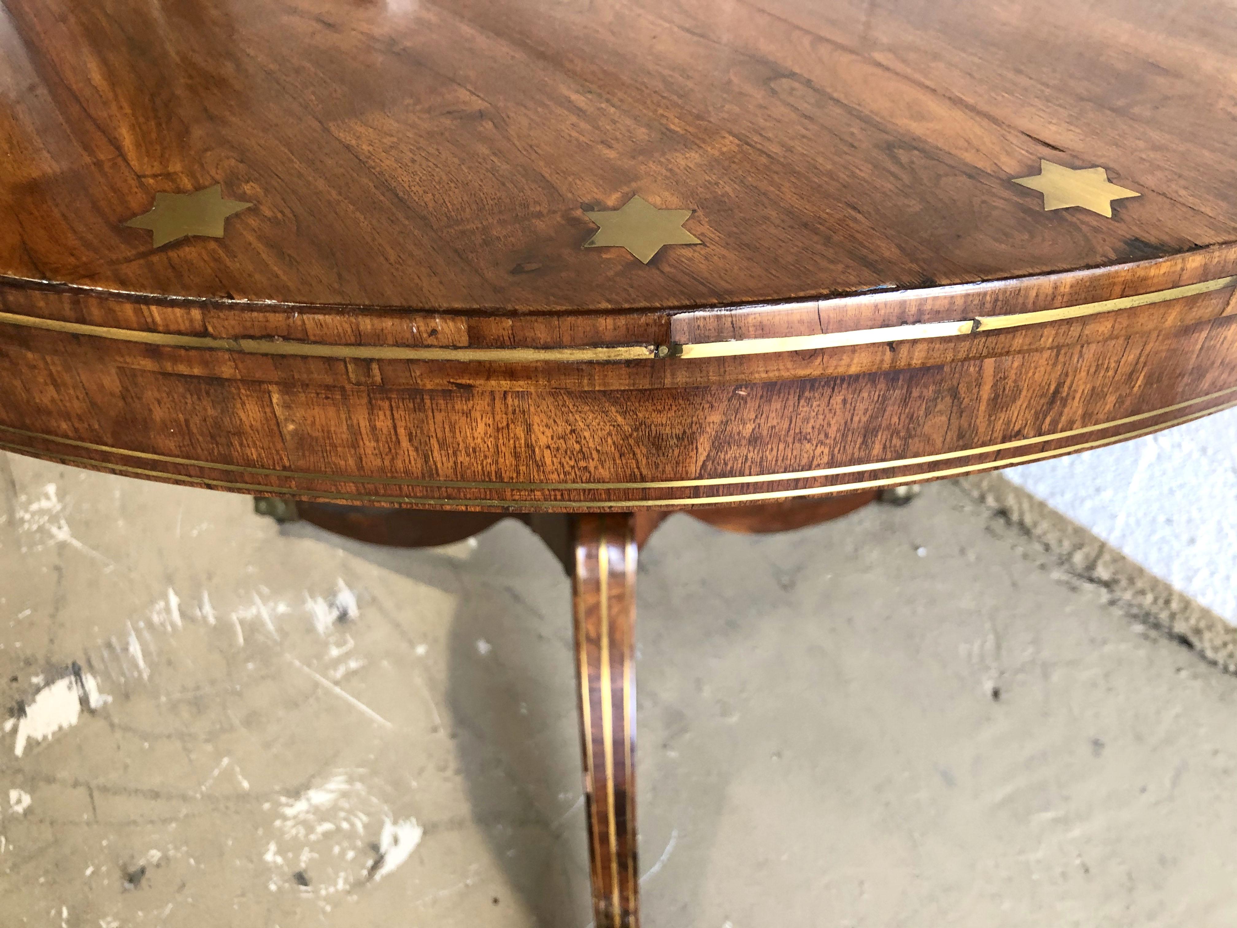 Fine English Regency Rosewood and Brass Inlaid Center Table 4