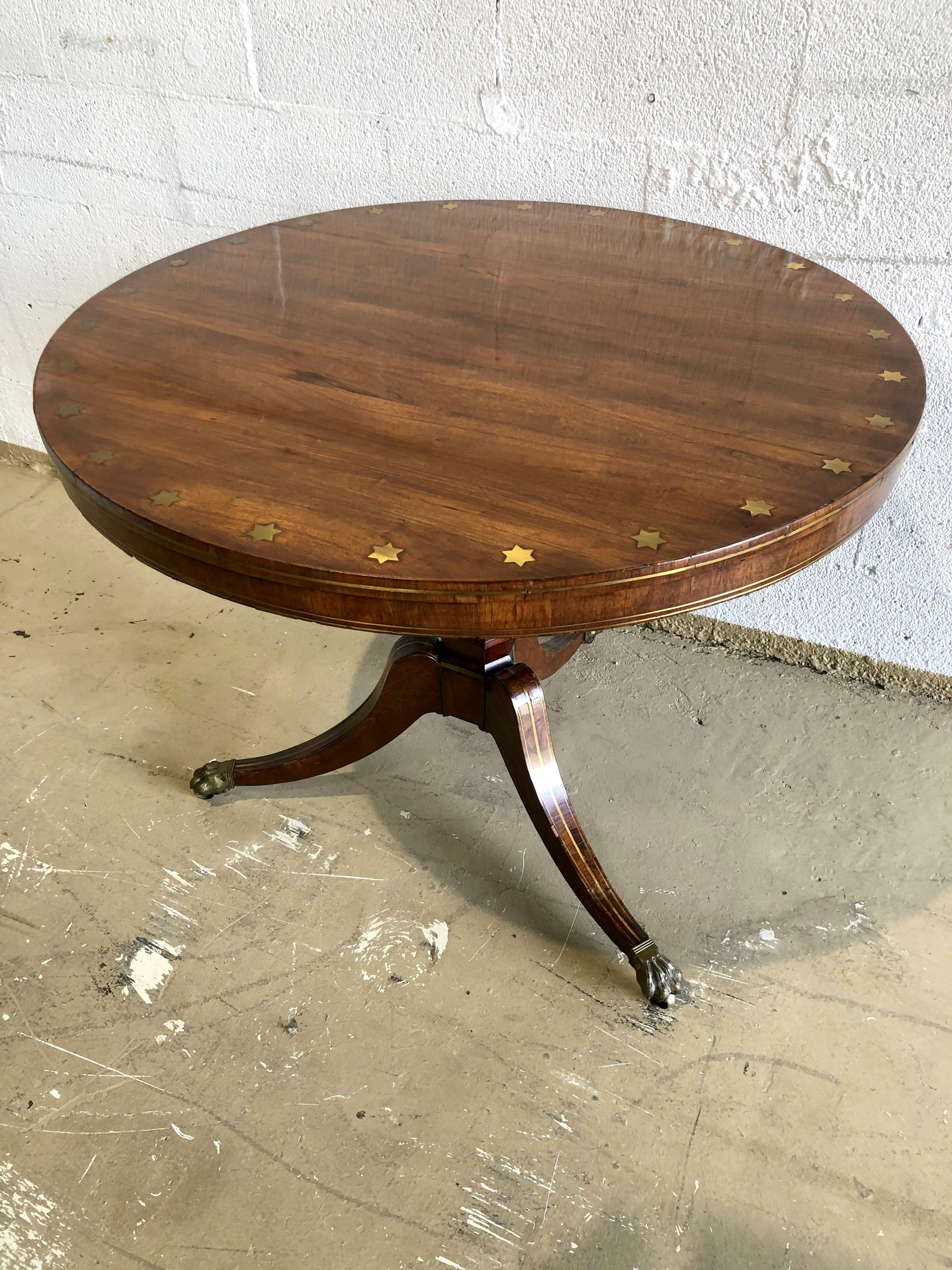 Fine English Regency Rosewood and Brass Inlaid Center Table 5