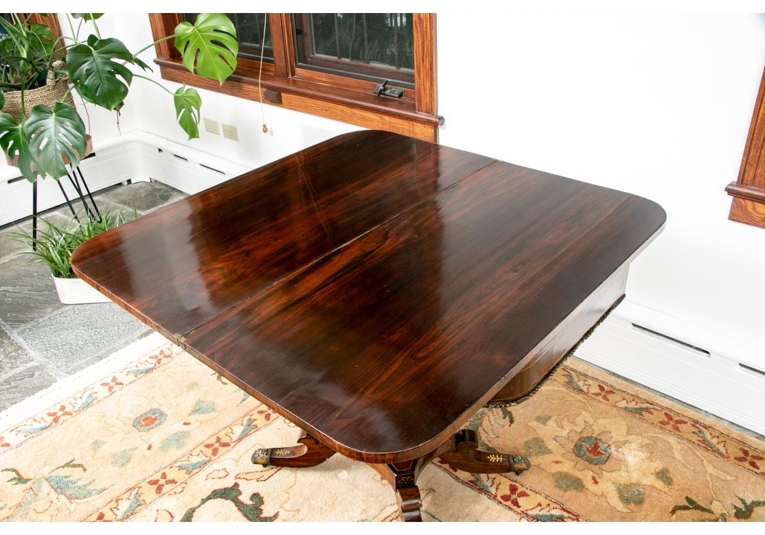 Inlay Fine English Regency Rosewood Flip Top Pedestal Table For Sale