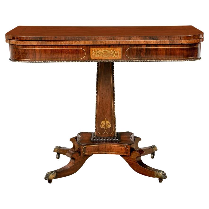 Fine English Regency Rosewood Flip Top Pedestal Table For Sale