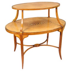 Fine English Satinwood Marquetry Étagère, Sheraton Revival, c.1890