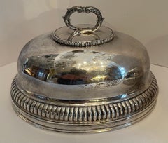 Fine English Silver Plated Pair Meat Food Dome Cover Sheffield Serving Cloche