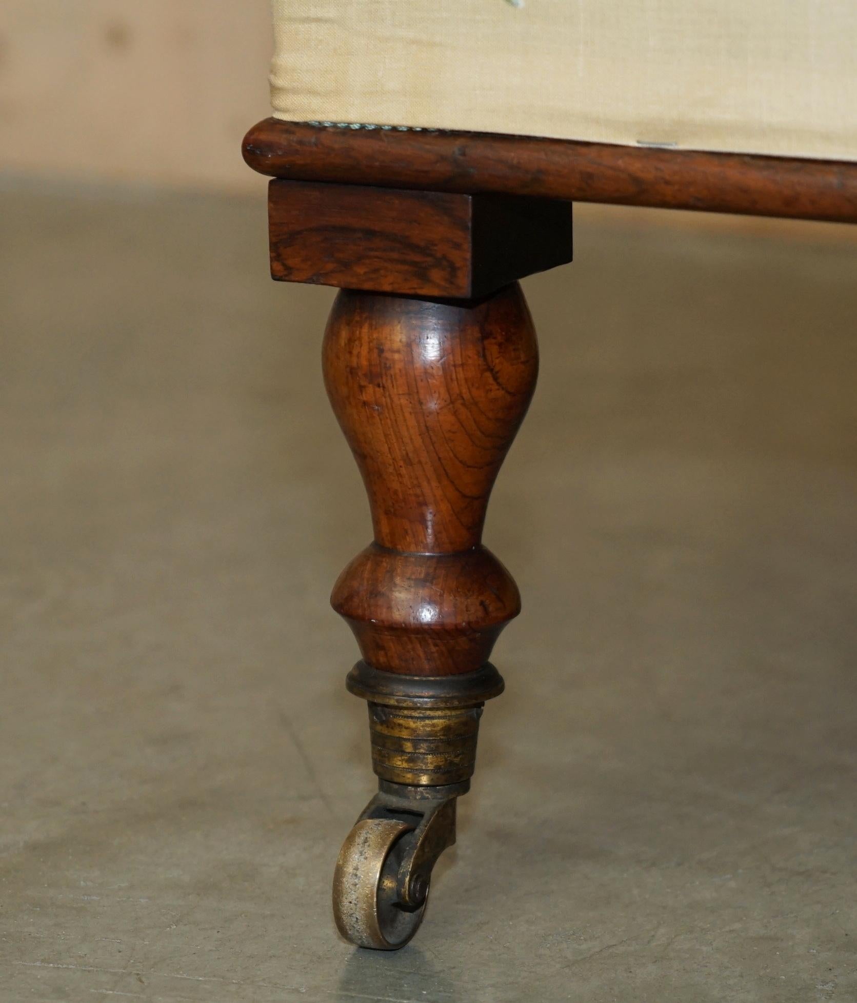 FINA TEJIDA VICTORIANA INGLÉS CiRCA 1860 FOOTSTOOL OTTOMAN CHINOISERIE en venta 2
