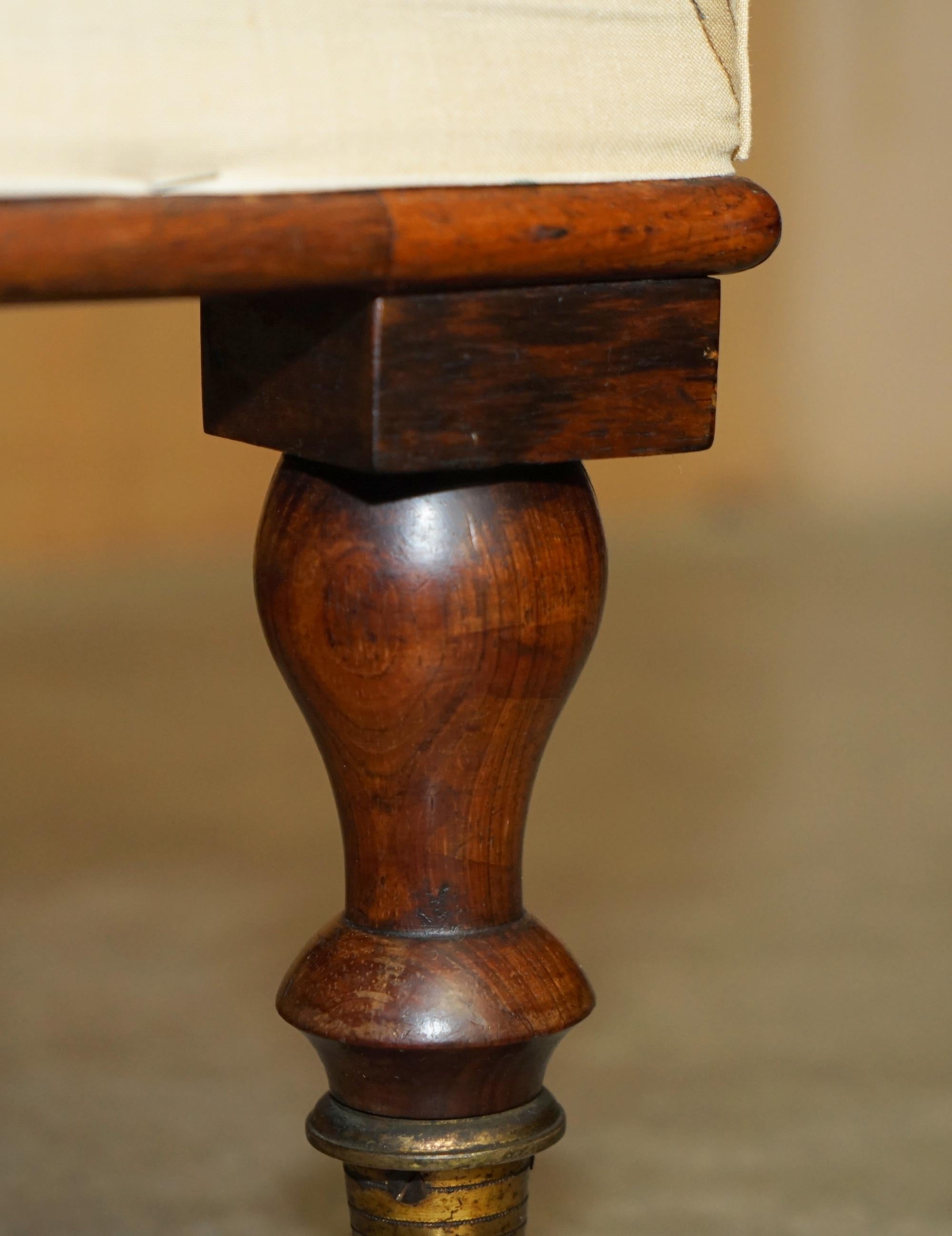 FINA TEJIDA VICTORIANA INGLÉS CiRCA 1860 FOOTSTOOL OTTOMAN CHINOISERIE en venta 6