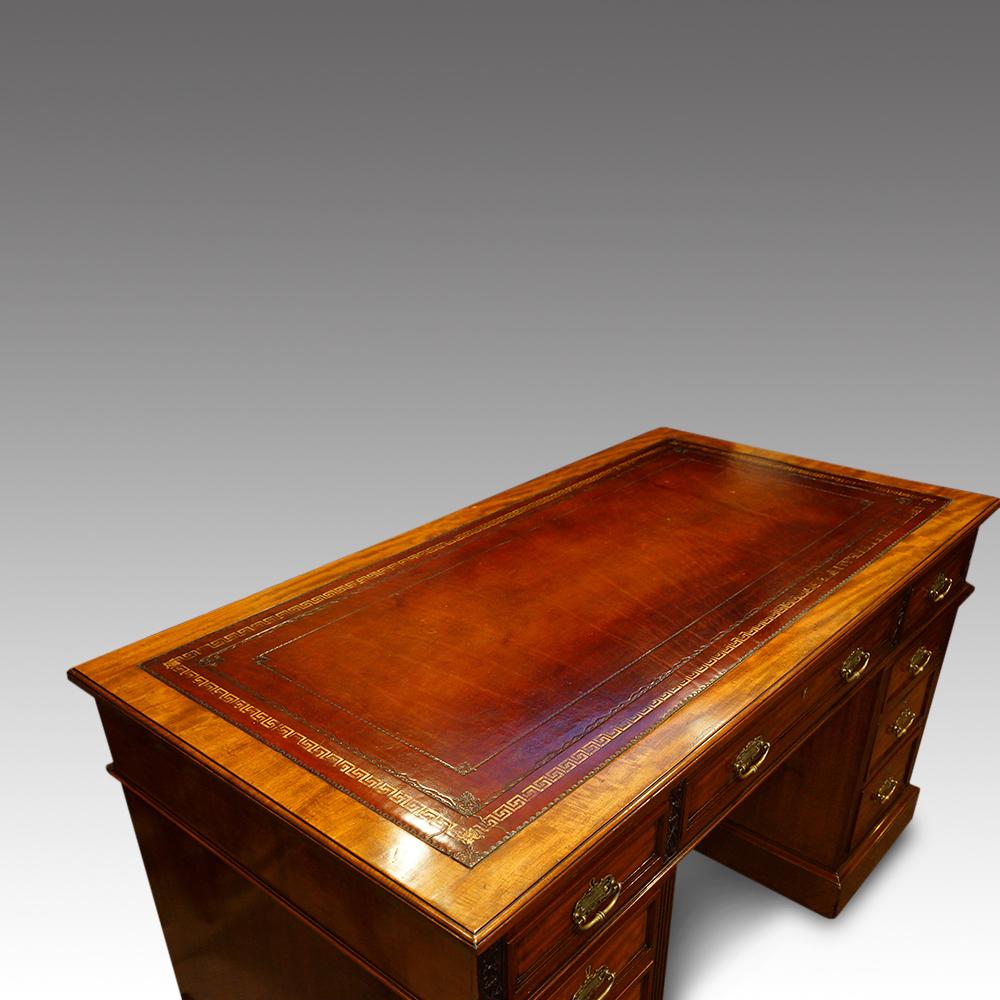 Fine English Victorian Edwards & Roberts Walnut Pedestal Desk 10