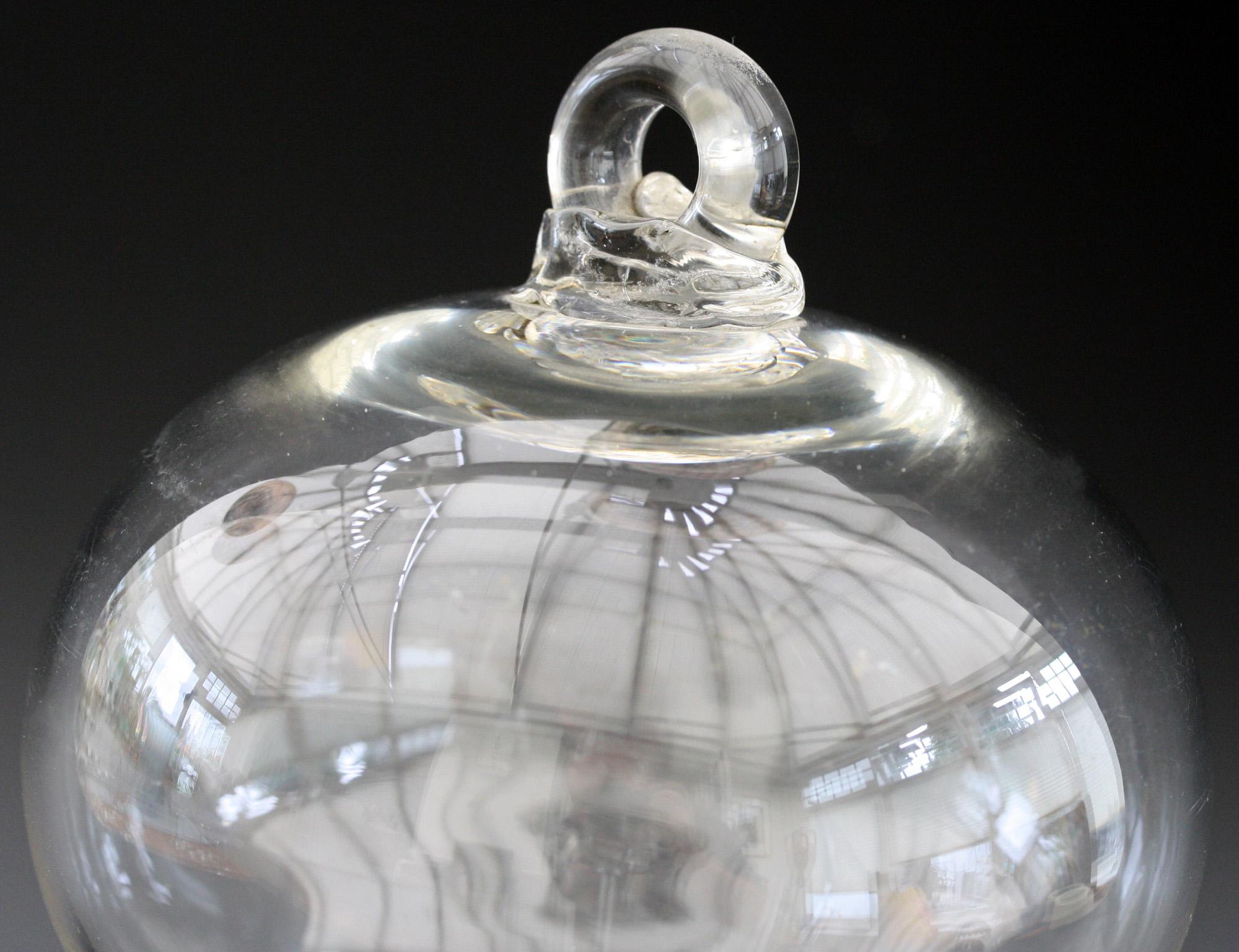 Mid-19th Century Fine English Victorian Large Blown Clear Glass Smoke Bell For Sale