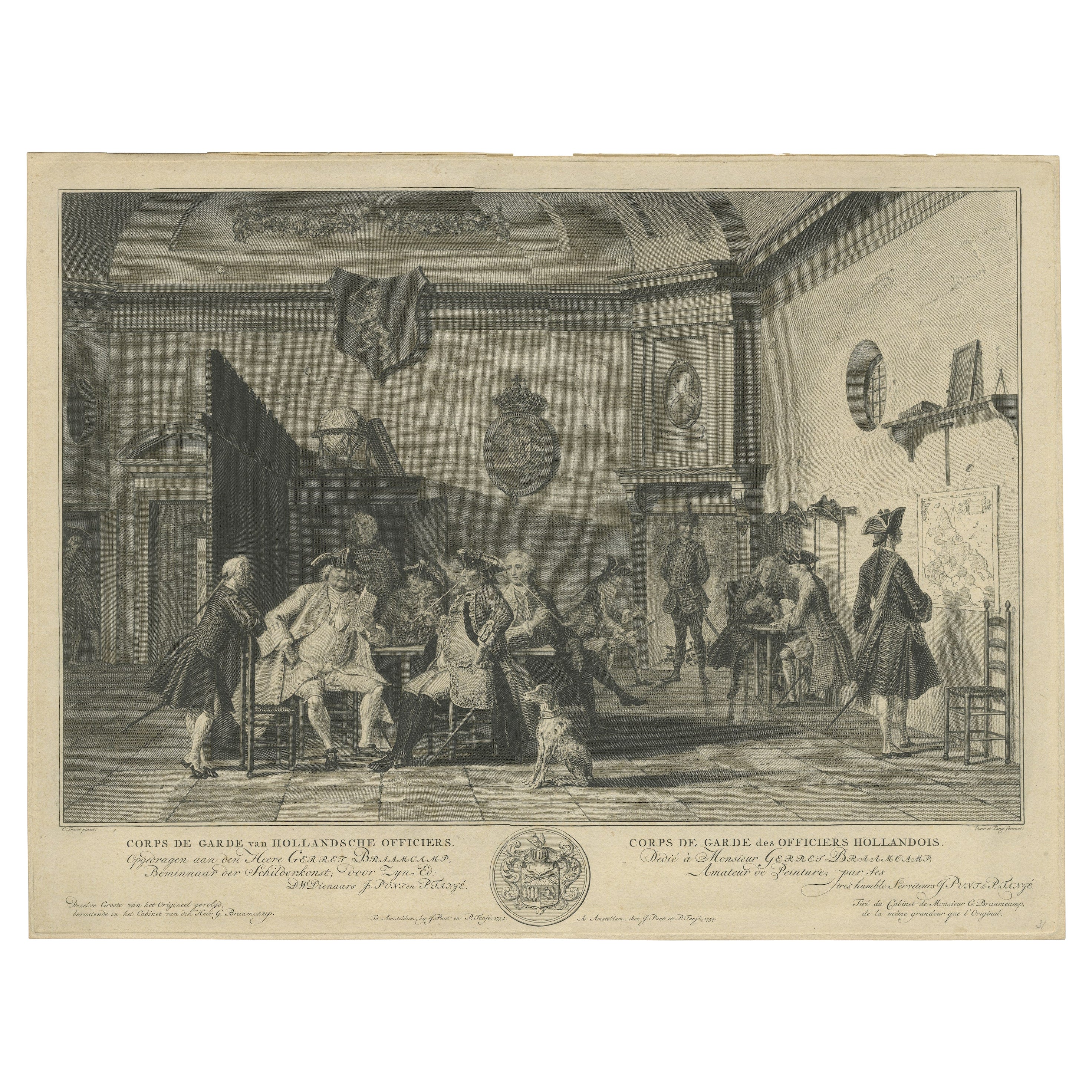 Gravur eines Offiziersbriefs eines Offiziers in den Niederlanden, „Holland“, 1754
