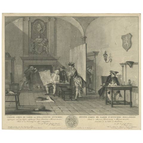 Fine Engraving of the 2nd Corps de Garde in the Low Countries 'Holland', 1760