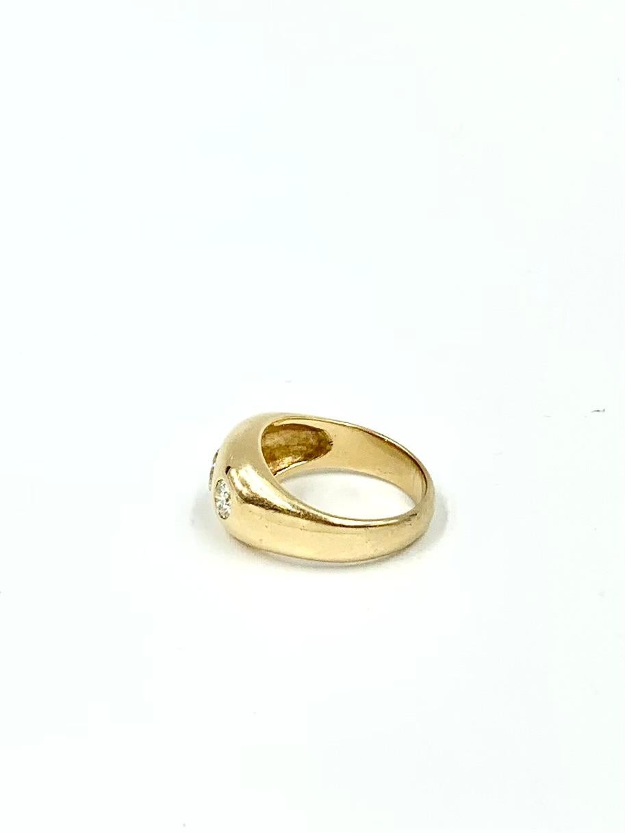 Fine Estate 1.71 TCW Diamond 14K Yellow Gold Three Stone Gypsy Ring For Sale 3