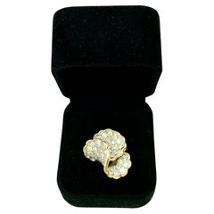 Fine Estate 3 TCW Pave Diamond 14K Yellow, White Gold Pansy Ring