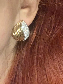 Fine Estate 4.75 TCW Diamond 18K Yellow Gold Swirl Heart Earrings