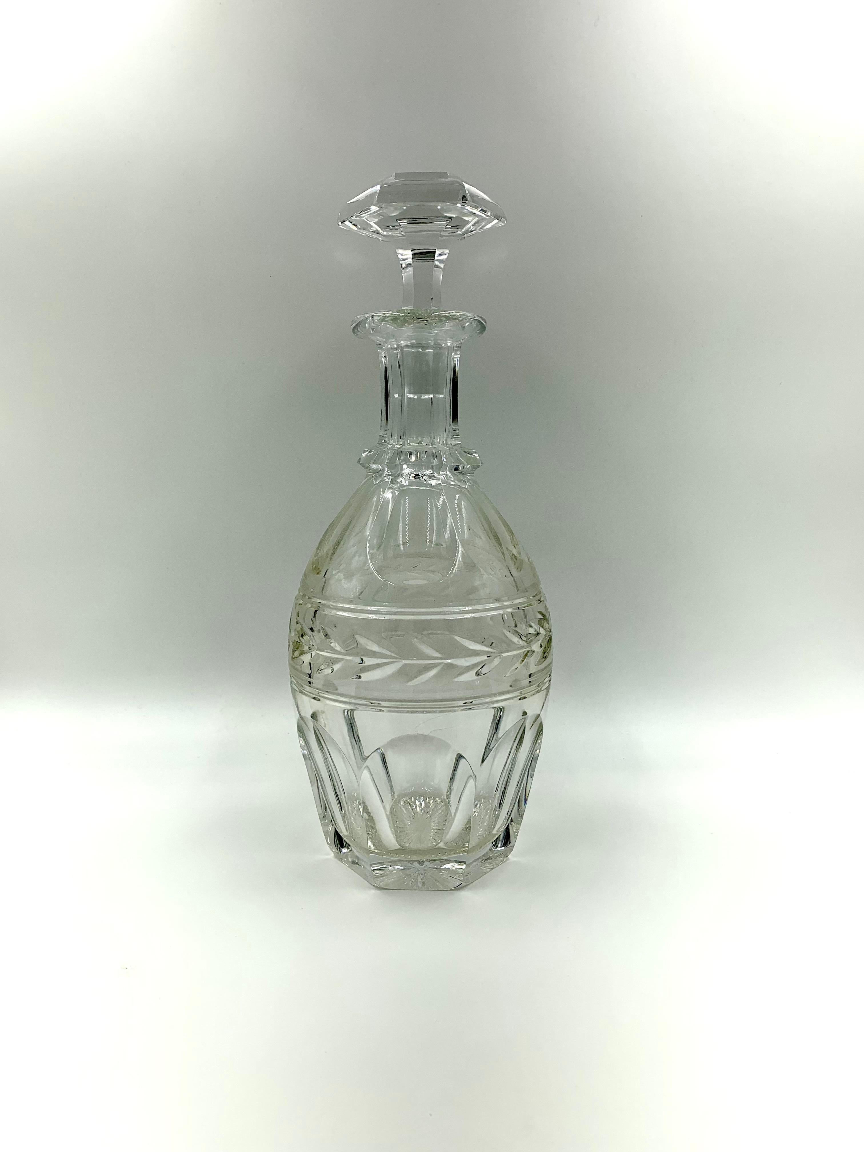 French Fine Estate Baccarat Crystal Empire Style Jonzac Decanter For Sale