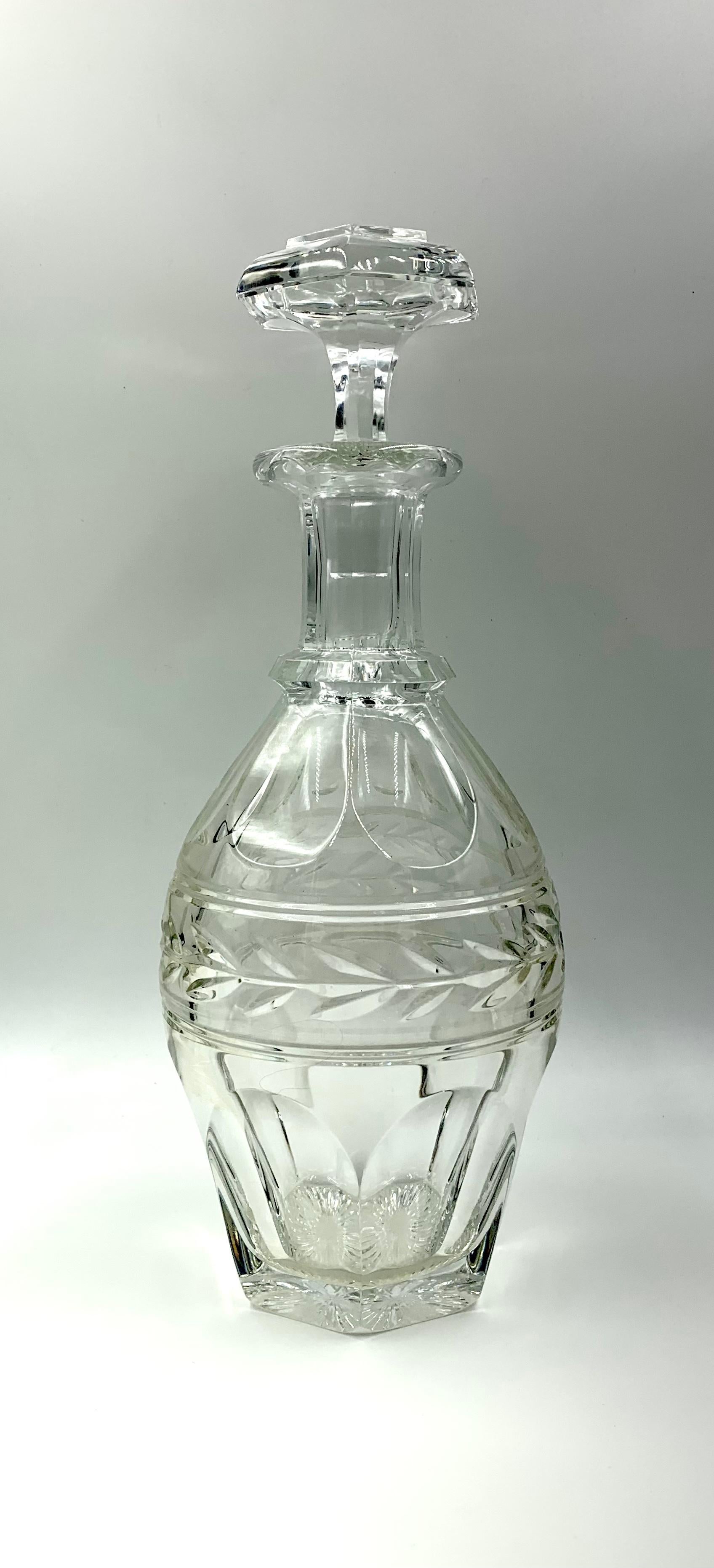 Fine Estate Baccarat Crystal Empire Style Jonzac Decanter In Good Condition For Sale In New York, NY