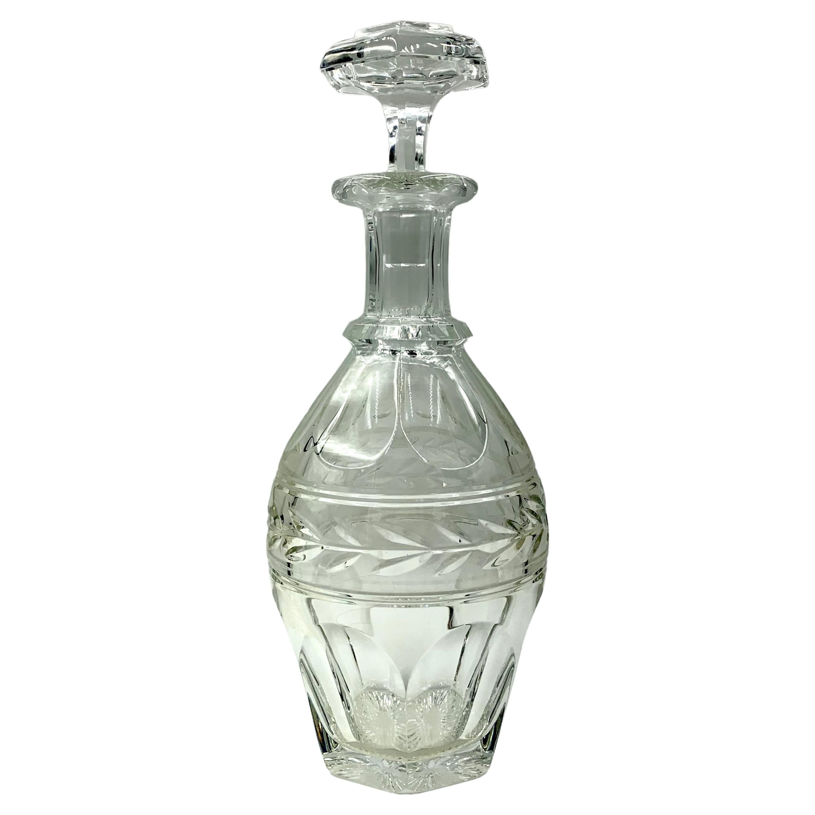 Fine Estate Baccarat Crystal Empire Style Jonzac Decanter For Sale