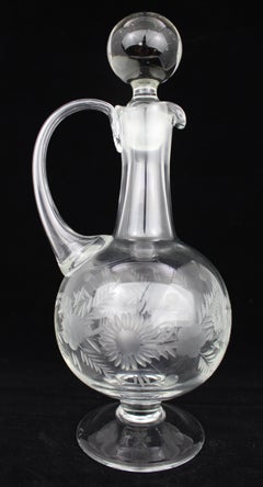 Fine Etched Crystal Claret Jug Decanter