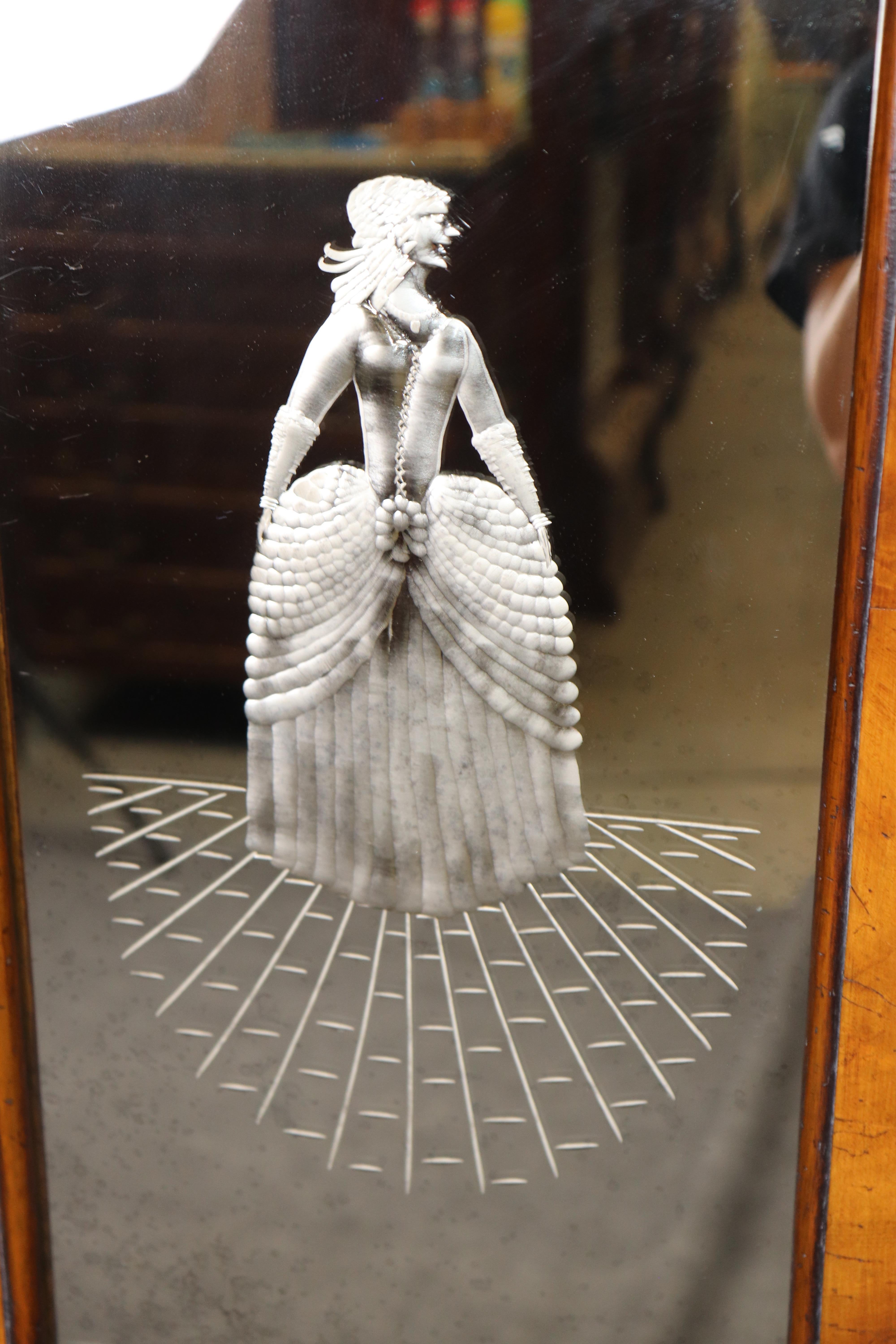 Feine geätzte Spiegeltür Olivenholz Italienisch Rokoko Sekretär Schreibtisch mit Figuren im Angebot 7