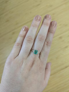 Fine Ethiopian Emerald Ring with Natural Diamond Accents in 14K Gold  EM 6x4mm