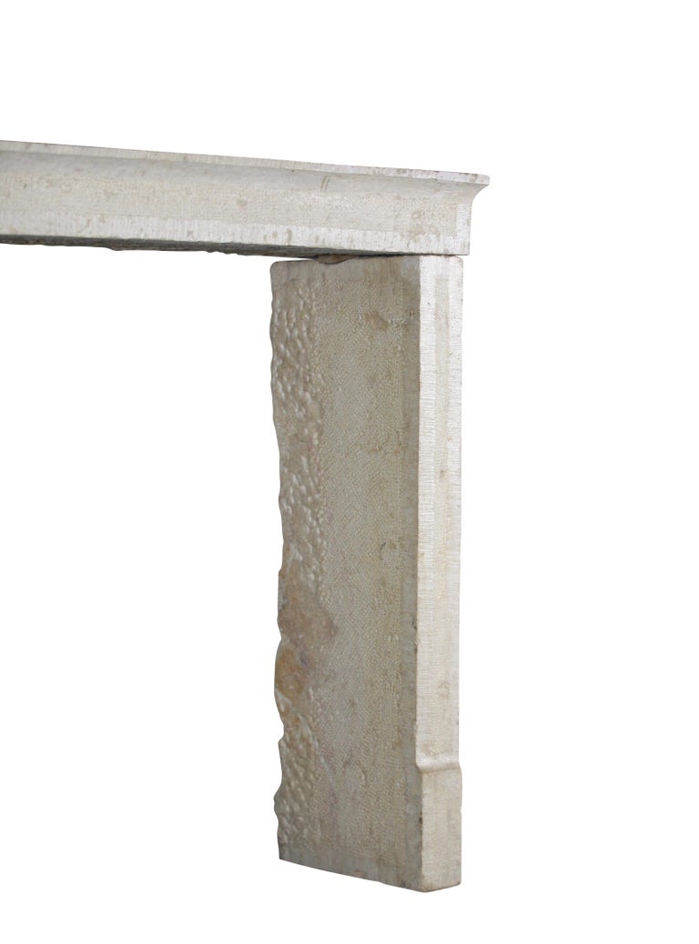 Fine European French Country Hard Limestone Antique Fireplace Surround For Sale 1